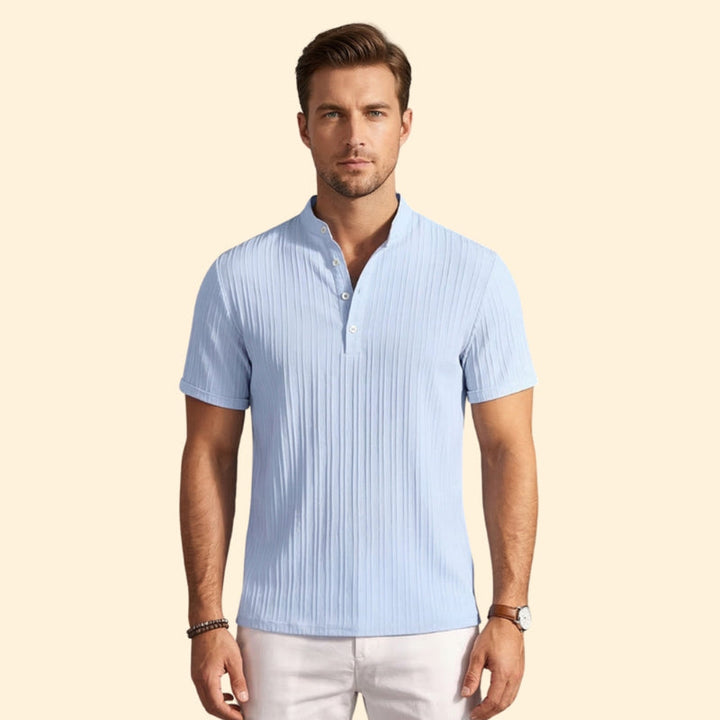 Men’s Casual Henley T-Shirt with Short Sleeves
