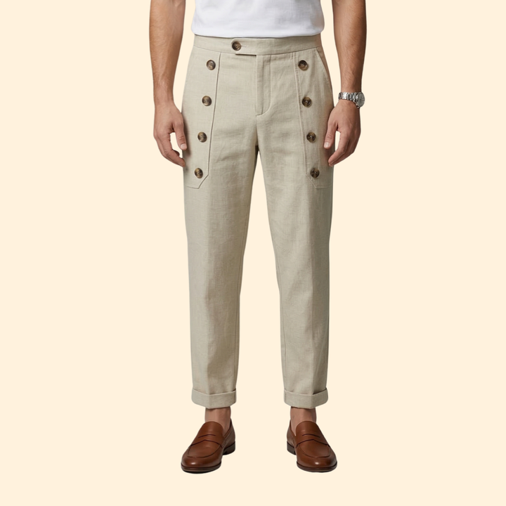 Men’s Casual Pants with Front Button Details