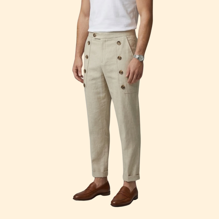 Men’s Casual Pants with Front Button Details