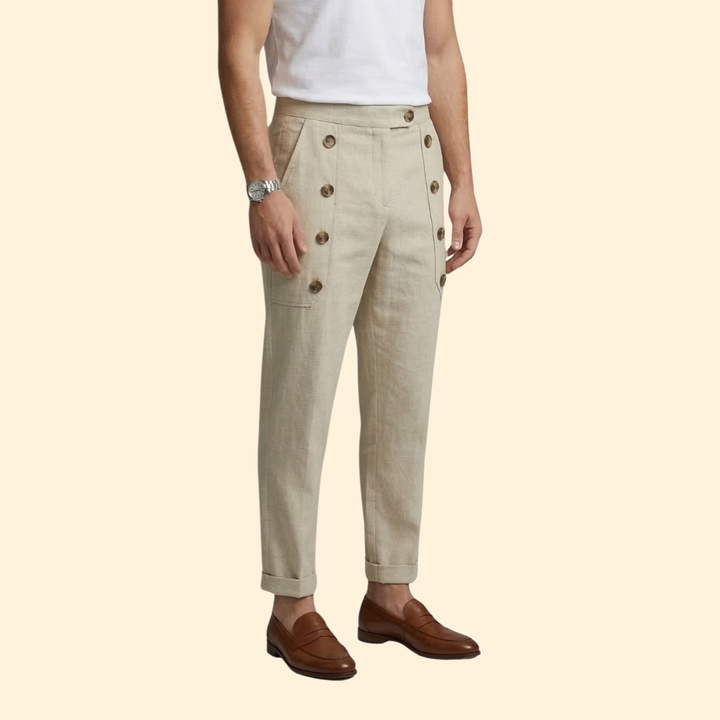 Men’s Casual Pants with Front Button Details