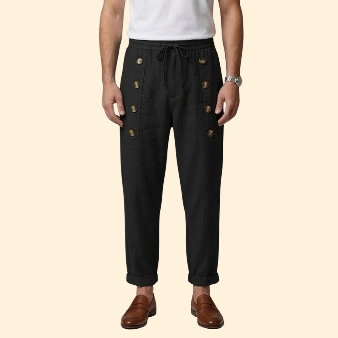 Men’s Casual Pants with Front Button Details
