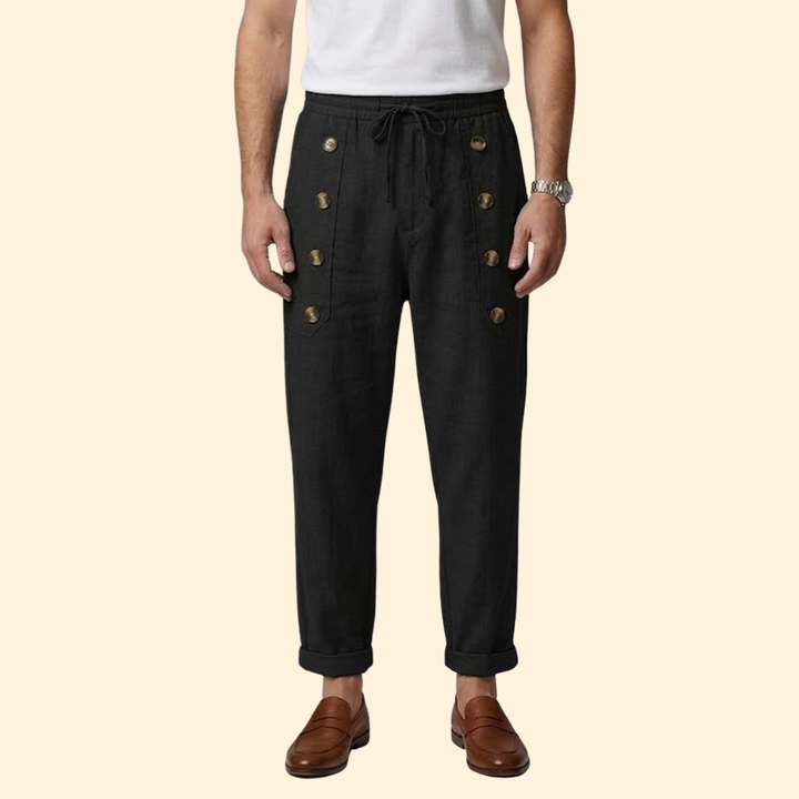 Men’s Casual Pants with Front Button Details