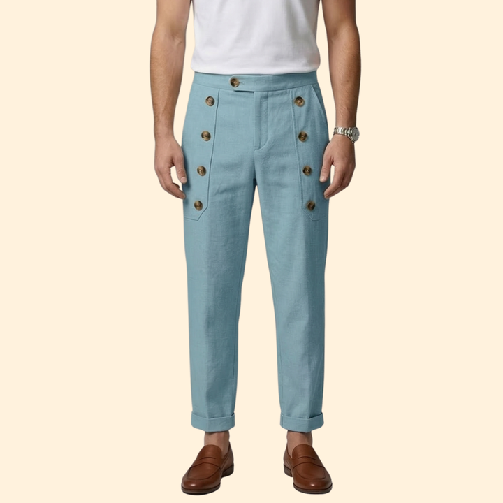 Men’s Casual Pants with Front Button Details