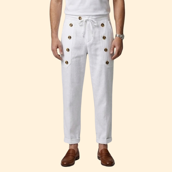 Men’s Casual Pants with Front Button Details