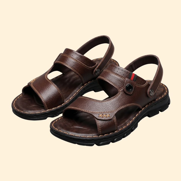 Men's Casual Sandals with Contrast Topstitching