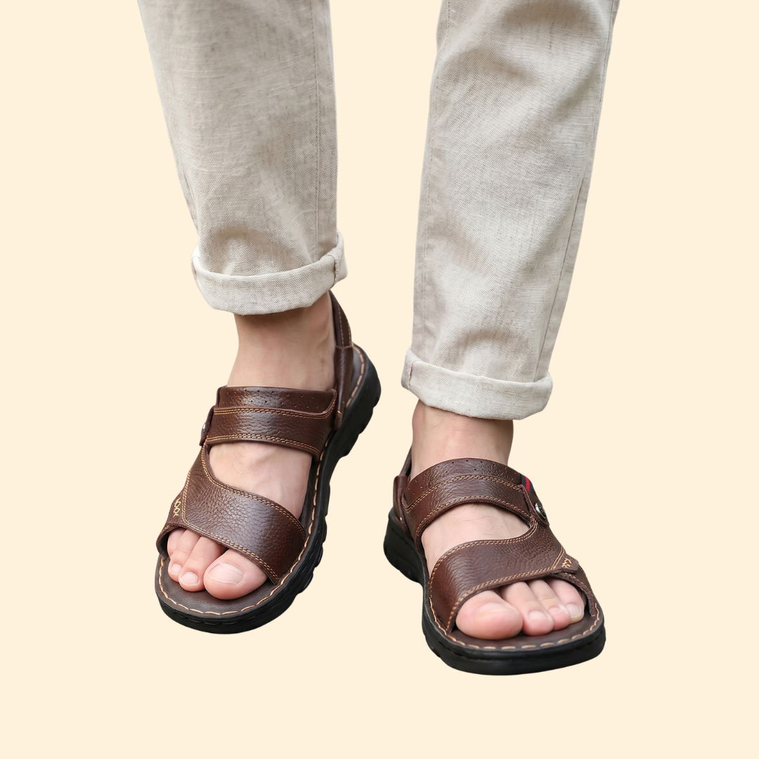 Men's Casual Sandals with Contrast Topstitching