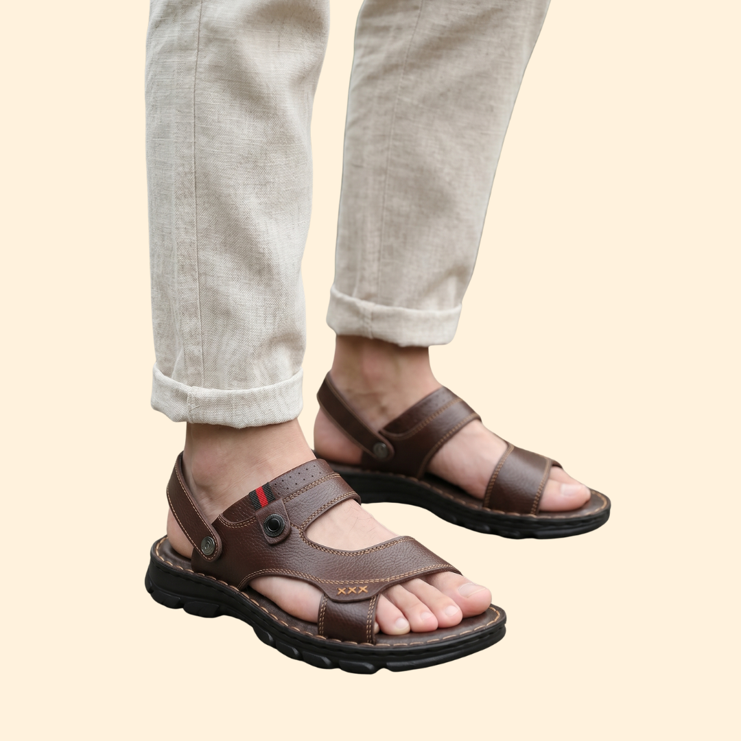 Men's Casual Sandals with Contrast Topstitching