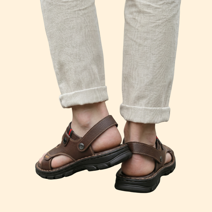 Men's Casual Sandals with Contrast Topstitching