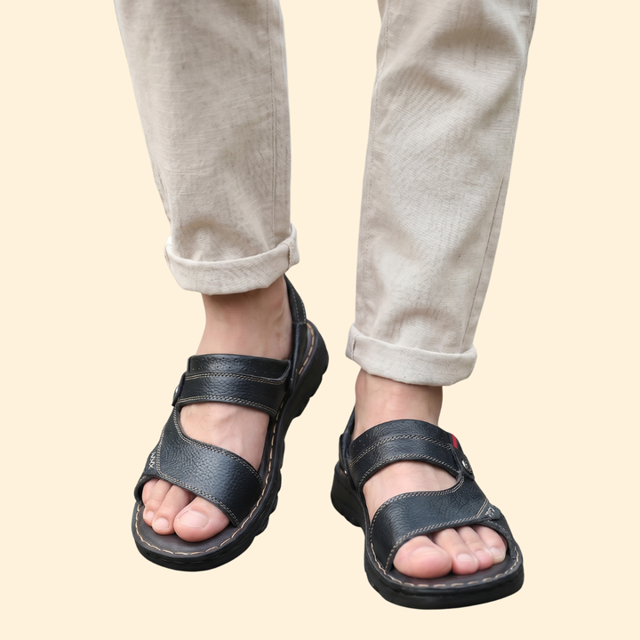 Men's Casual Sandals with Contrast Topstitching