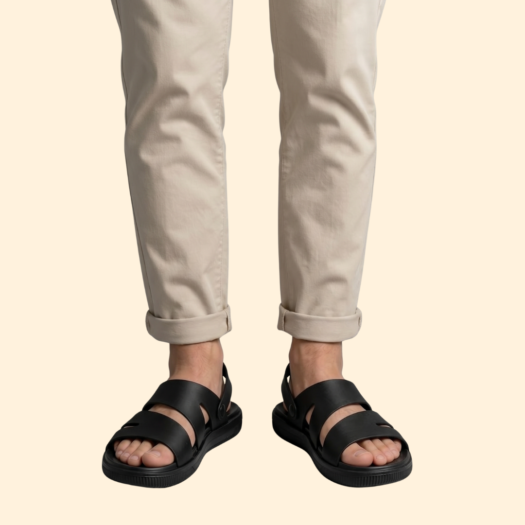 Men's Casual Sandals with Pivoting Heel Strap