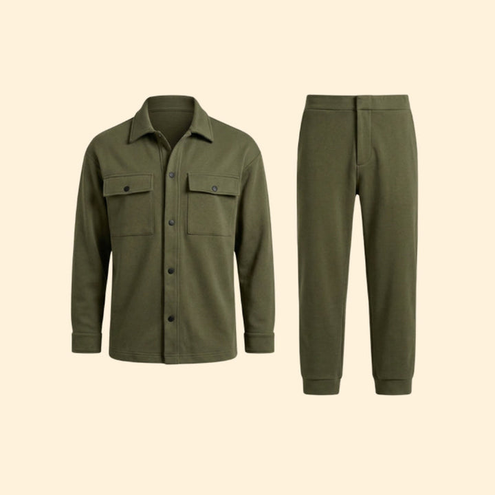 Men’s Casual Set with Front Button Detail