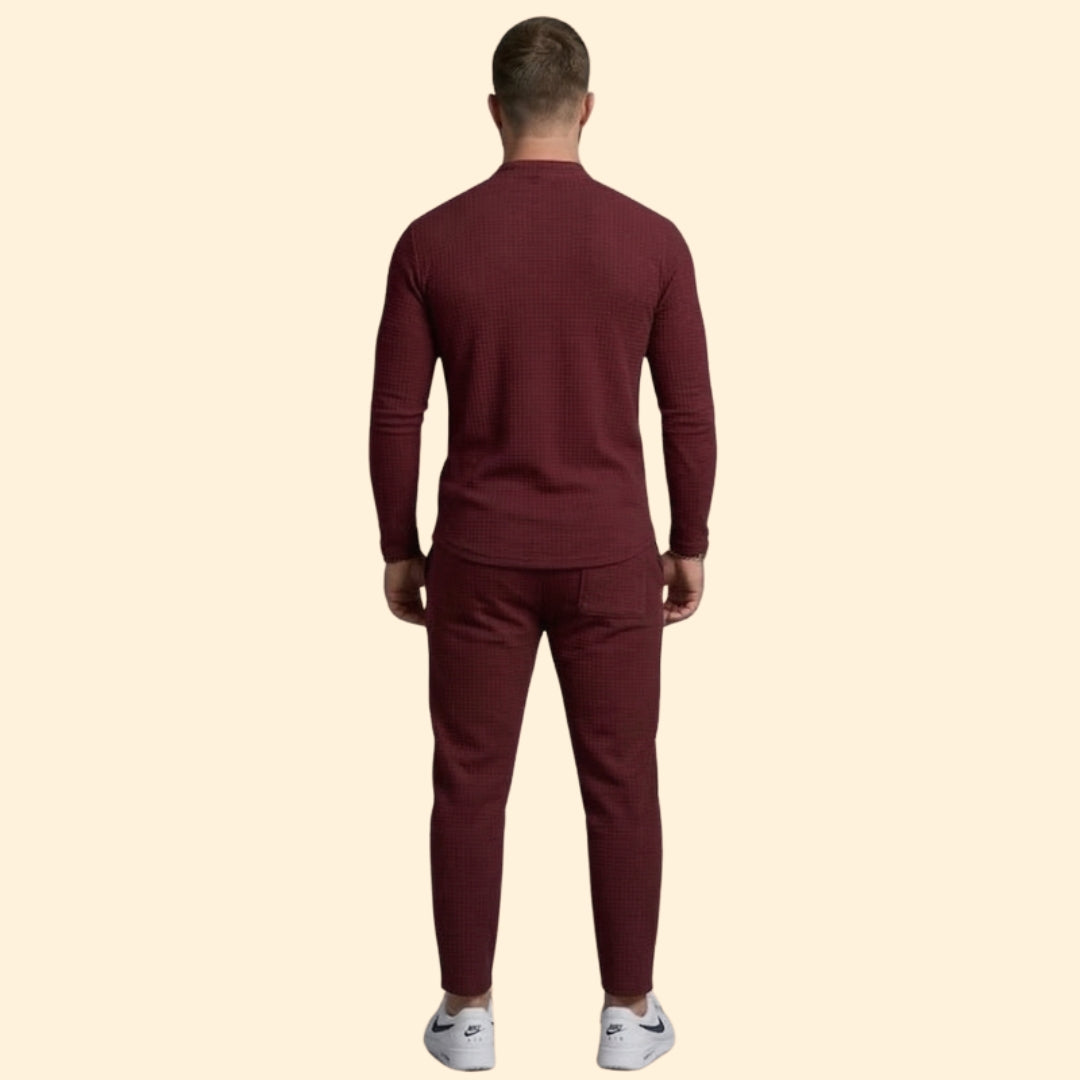 Men’s Casual Set with Henley Button Top