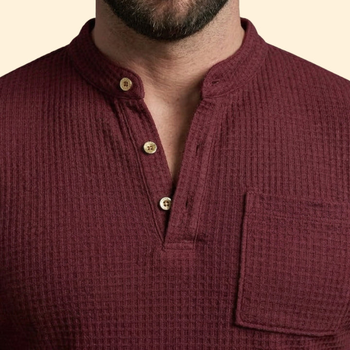 Men’s Casual Set with Henley Button Top