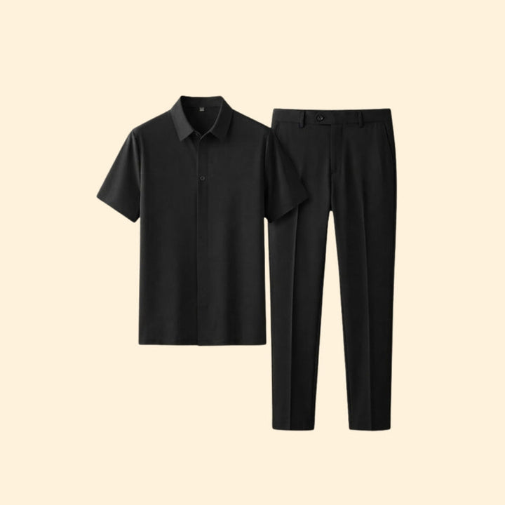 Men’s Casual Shirt and Drawstring Trousers Set