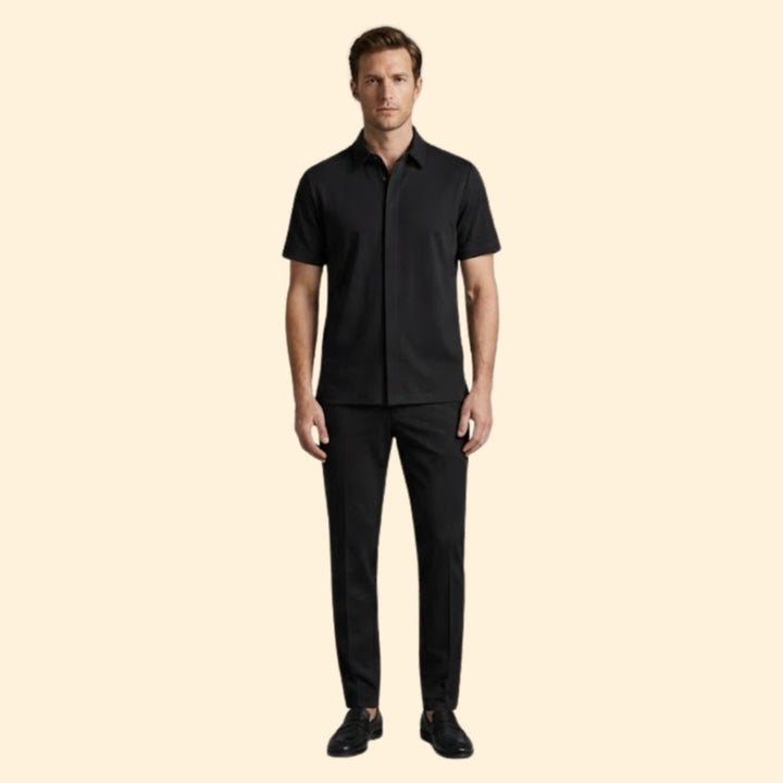 Men’s Casual Shirt and Drawstring Trousers Set