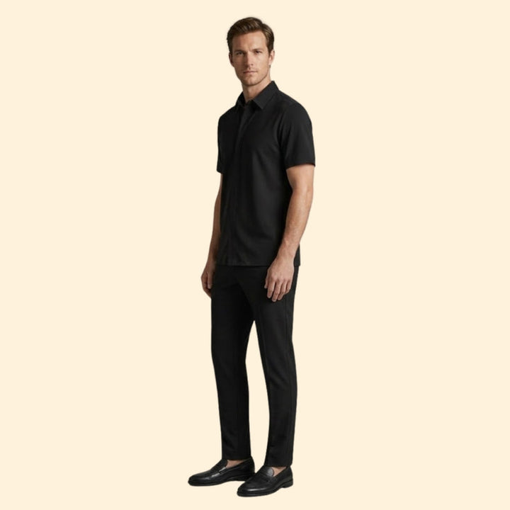 Men’s Casual Shirt and Drawstring Trousers Set
