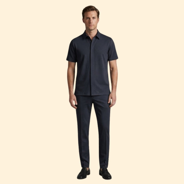 Men’s Casual Shirt and Drawstring Trousers Set