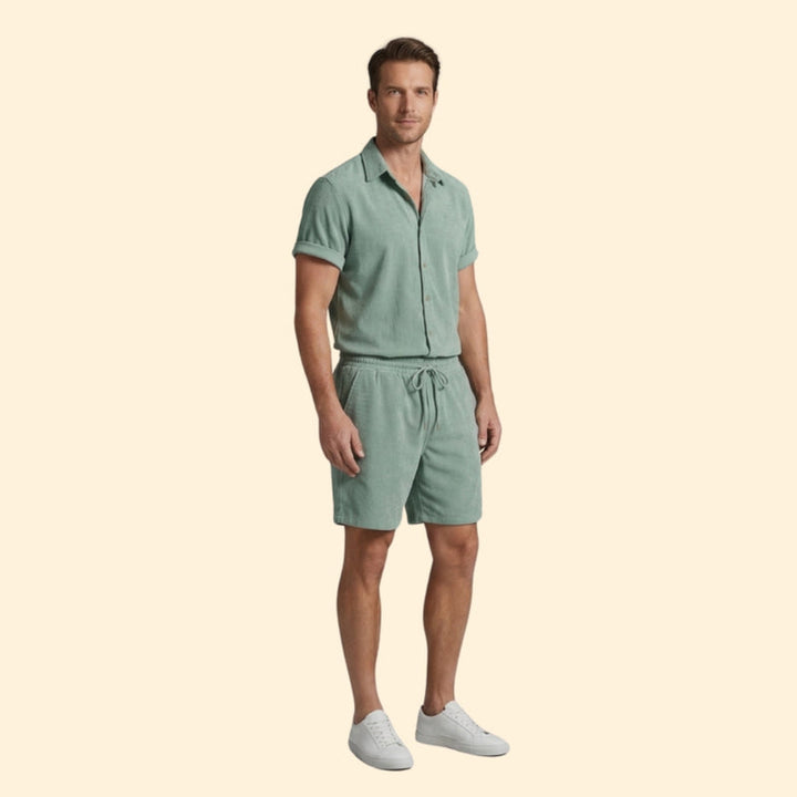 Men’s Casual Shirt and Relaxed Fit Shorts Set