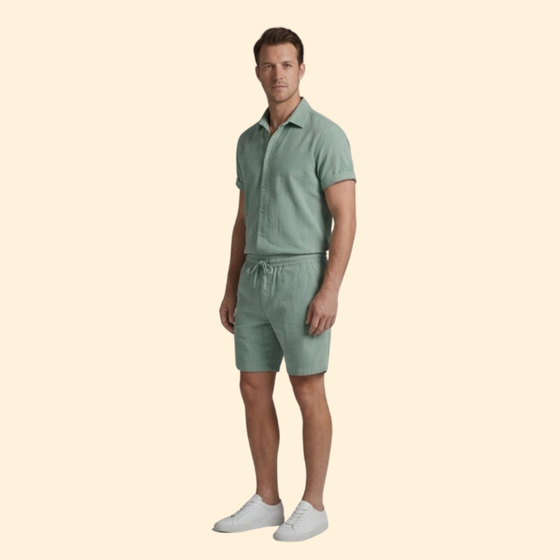 Men’s Casual Shirt and Relaxed Fit Shorts Set