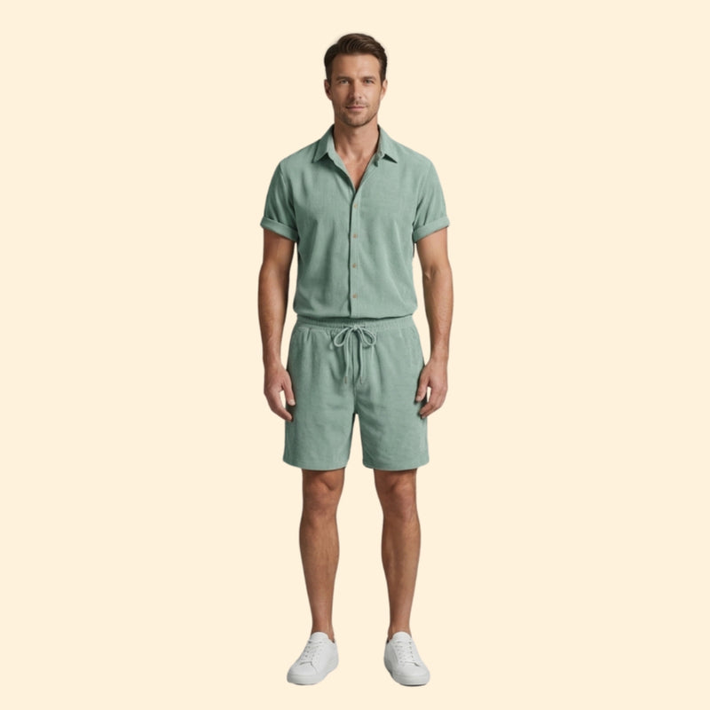 Men’s Casual Shirt and Relaxed Fit Shorts Set