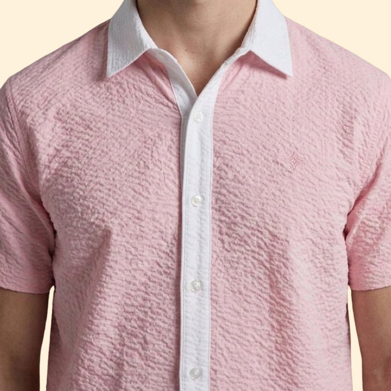 Men's Casual Shirt and Shorts Set with Pockets