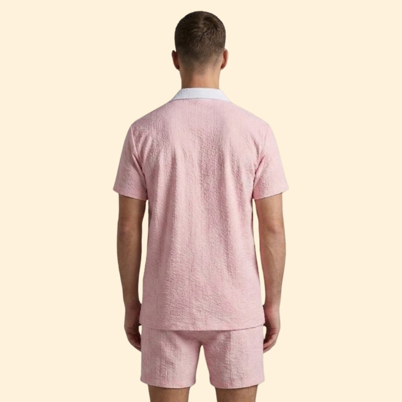 Men's Casual Shirt and Shorts Set with Pockets