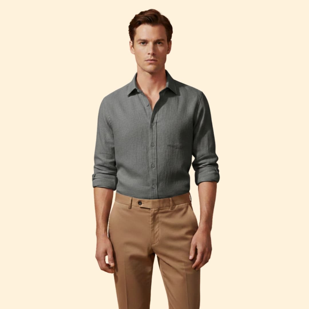Men's Casual Shirt with Button Placket