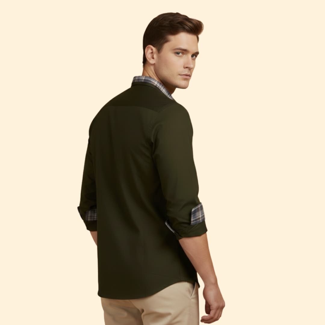 Men’s Casual Shirt with Checkered Detail