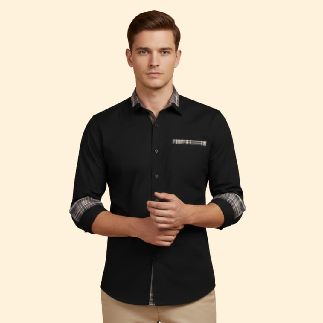 Men’s Casual Shirt with Checkered Detail