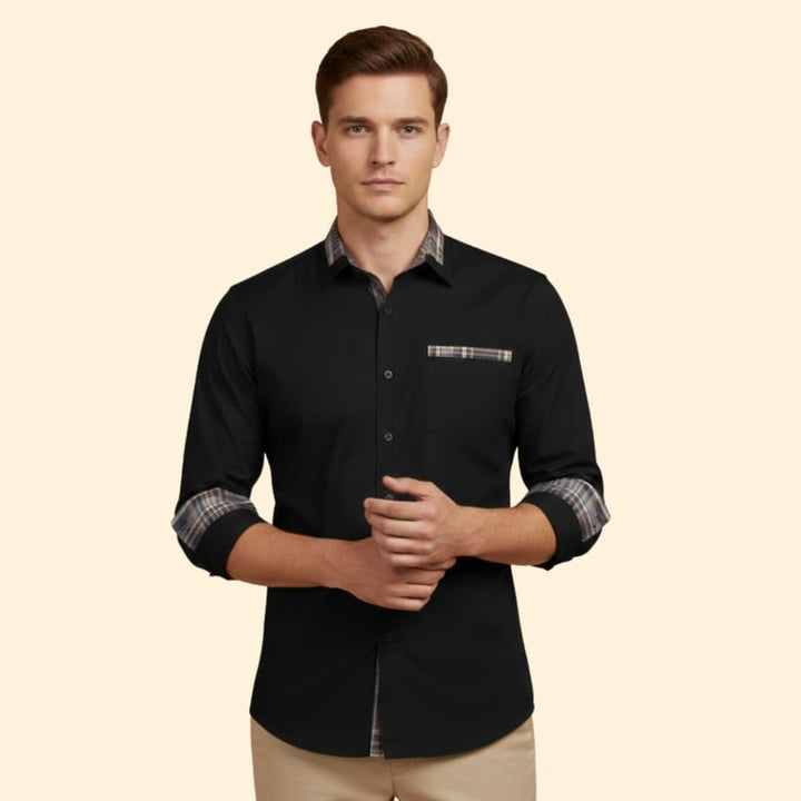 Men’s Casual Shirt with Checkered Detail