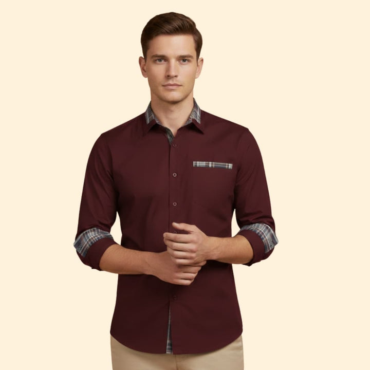 Men’s Casual Shirt with Checkered Detail