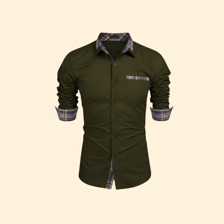 Men’s Casual Shirt with Checkered Detail