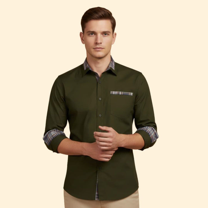 Men’s Casual Shirt with Checkered Detail