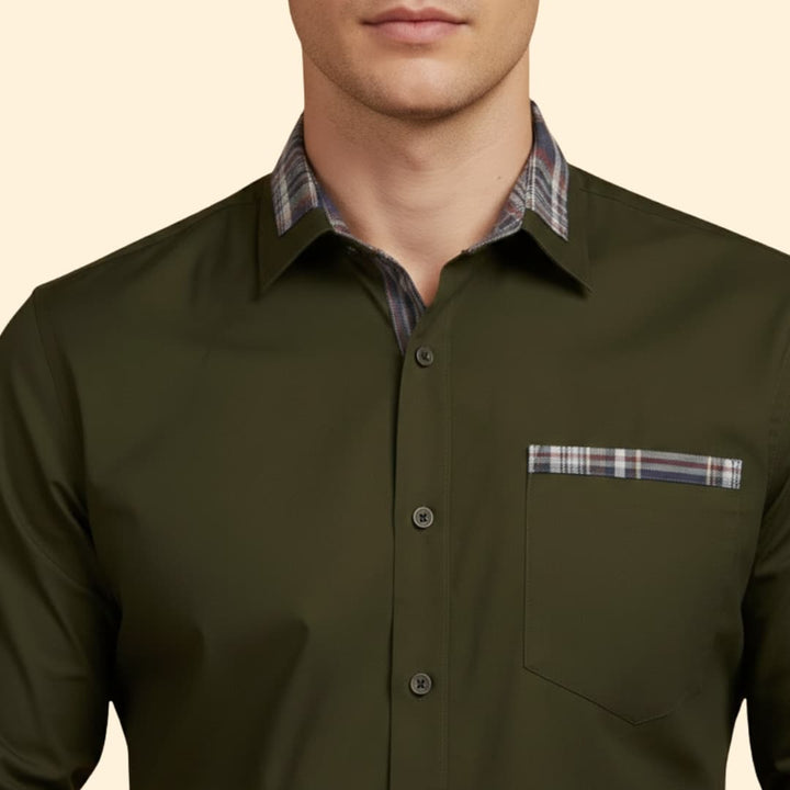 Men’s Casual Shirt with Checkered Detail