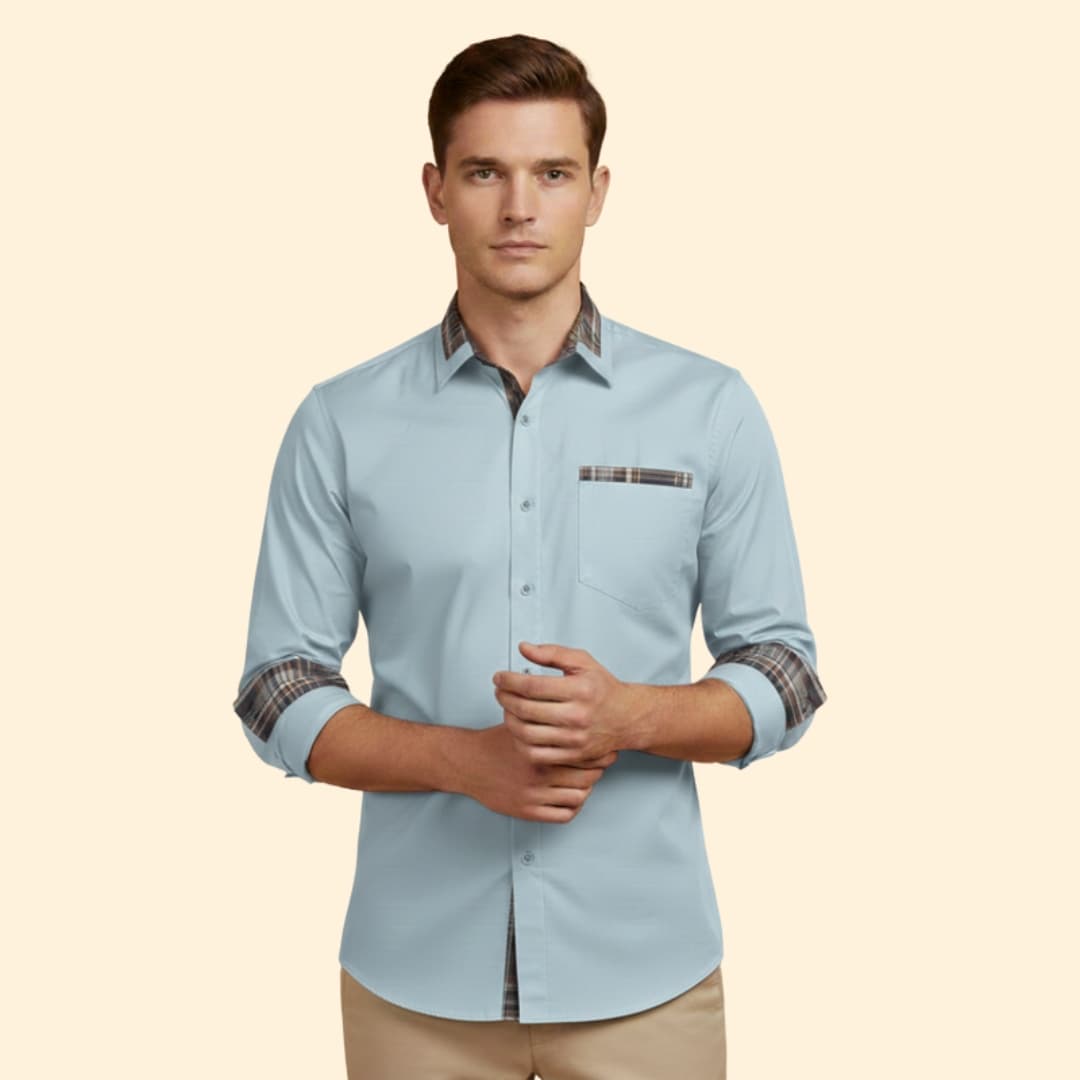 Men’s Casual Shirt with Checkered Detail
