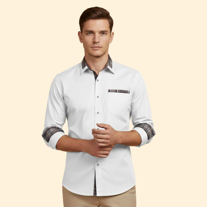 Men’s Casual Shirt with Checkered Detail