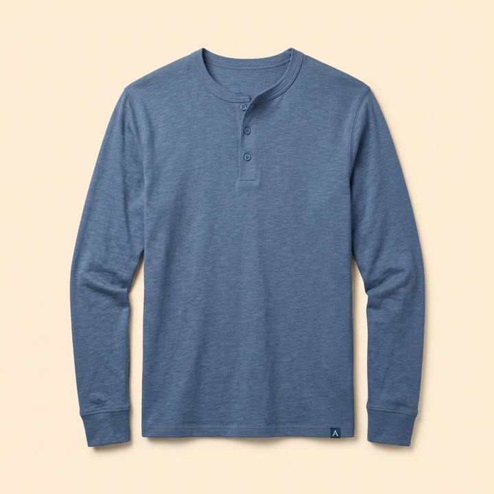 Men’s Casual T-Shirt with Henley Button Design