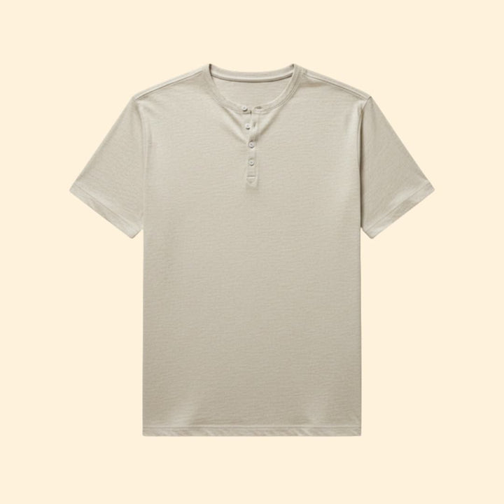 Men’s Casual T-Shirt with Henley Button Design
