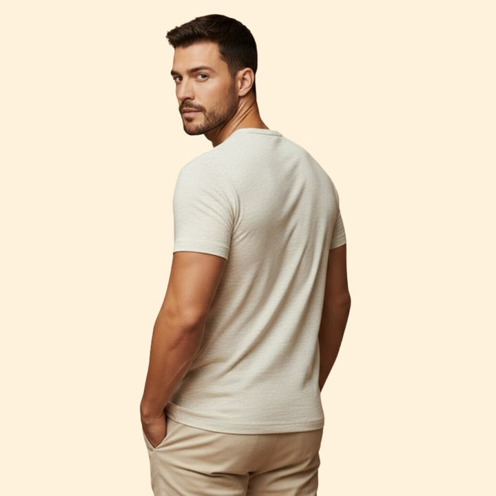 Men’s Casual T-Shirt with Henley Button Design