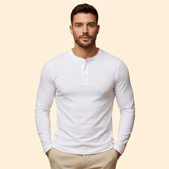 Men’s Casual T-Shirt with Henley Button Design
