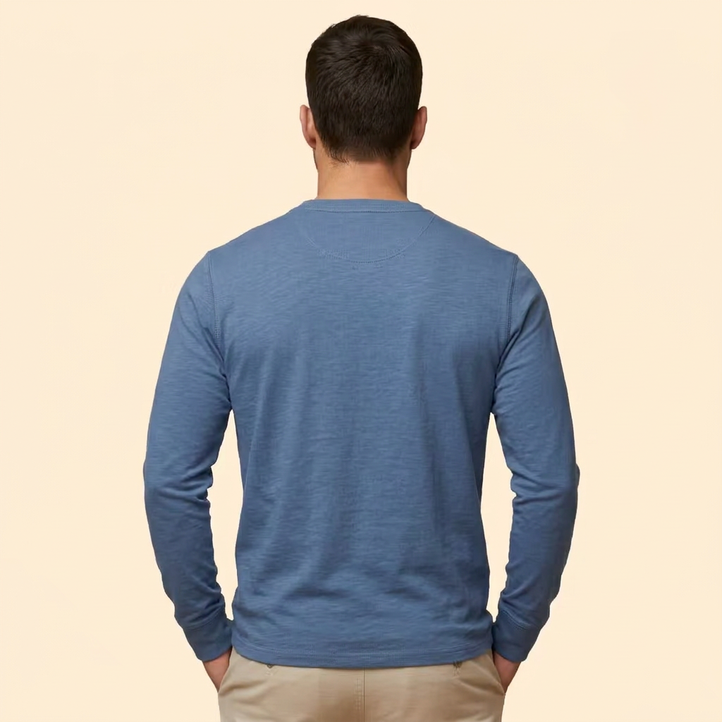 Men’s Casual T-Shirt with Henley Button Design