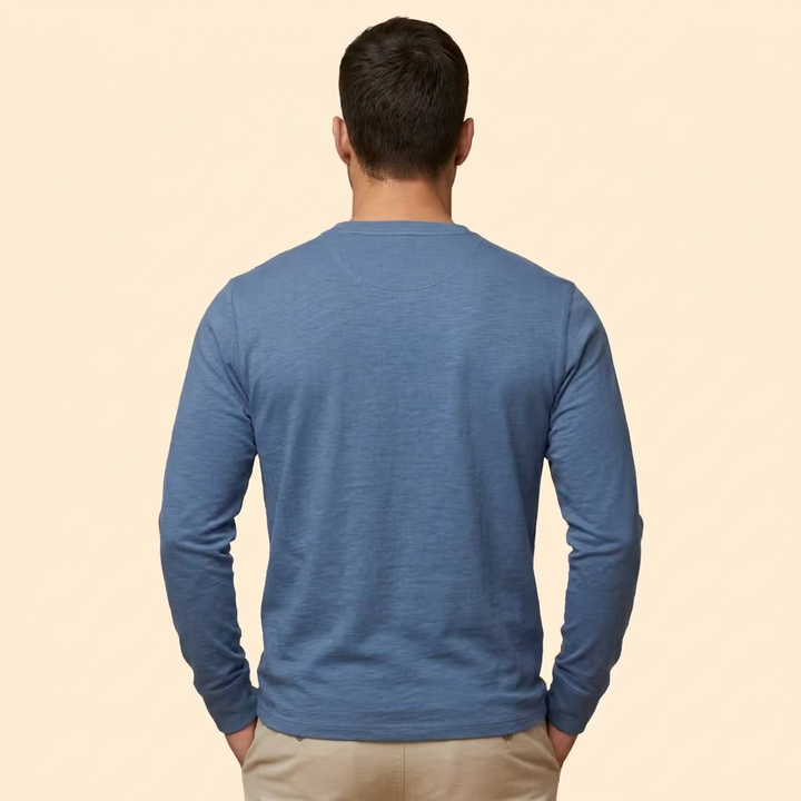 Men’s Casual T-Shirt with Henley Button Design