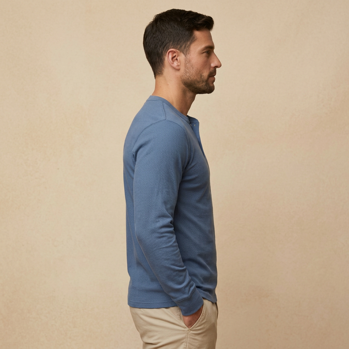 Men’s Casual T-Shirt with Henley Button Design