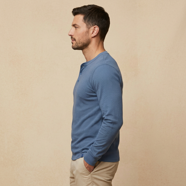 Men’s Casual T-Shirt with Henley Button Design