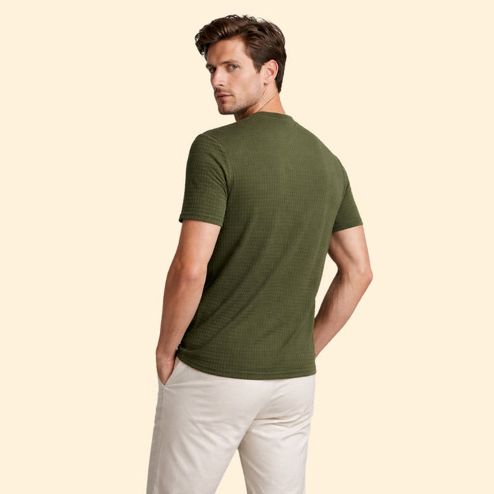 Men’s Casual Textured T-Shirt with Crew Neck