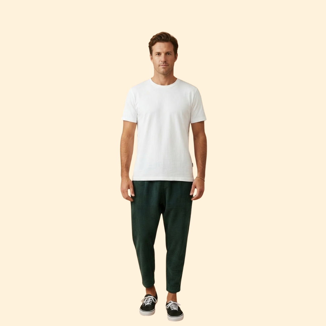 Men’s Casual Trousers with Corduroy Texture