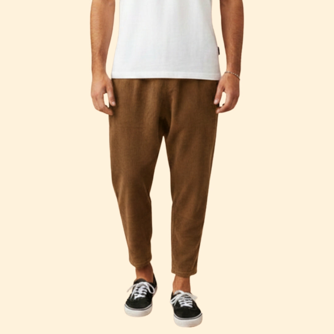 Men’s Casual Trousers with Corduroy Texture