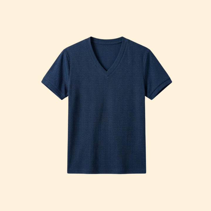 Men’s Casual V-Neck T-Shirt with Ribbing