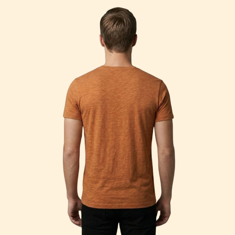 Men’s Casual V-Neck Tee with Rounded Hem