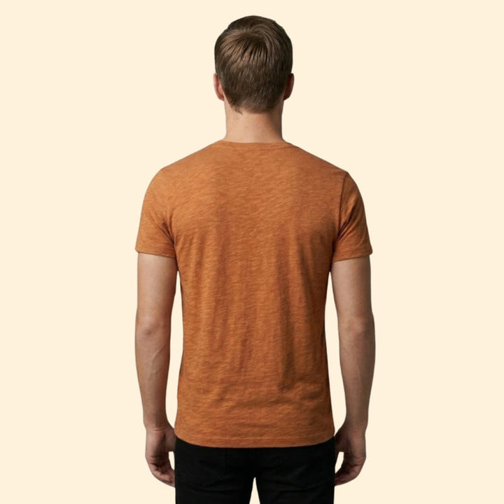 Men’s Casual V-Neck Tee with Rounded Hem